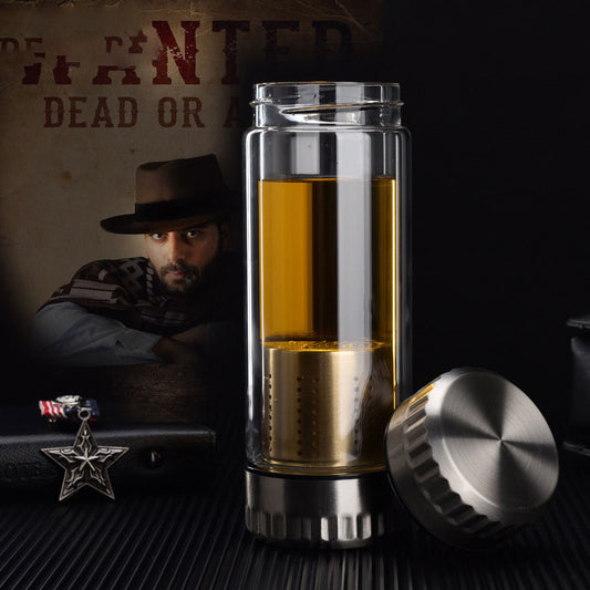 Bouteille en verre 400ML avec infuseur à thé – Tumbler double paroi pour sport et bureau