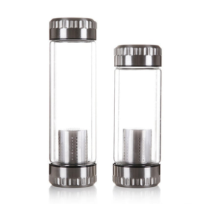 Bouteille en verre 400ML avec infuseur à thé – Tumbler double paroi pour sport et bureau