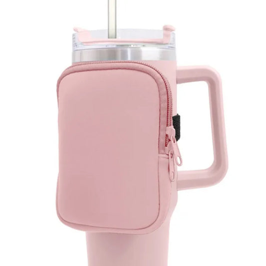 Pochette de Transport en Néoprène pour Gourdes Stanley 20oz / 30oz / 40oz – Sacoche Pratique pour Cartes, Clés, Portefeuille & Écouteurs